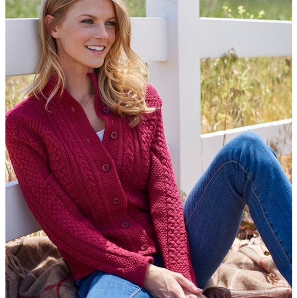 L.L. Bean Sweaters - NWT L.L. Bean Stitchworks Cardigan Cranberry L